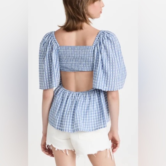 New! Stella Nova Penelope smocked peplum open back top nwt 17499 - Picture 5 of 16